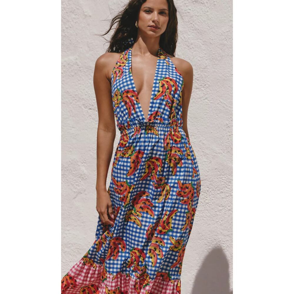 NWT Farm Rio x Anthropologie Tiered Cotton Maxi Dress - Picture 3 of 6